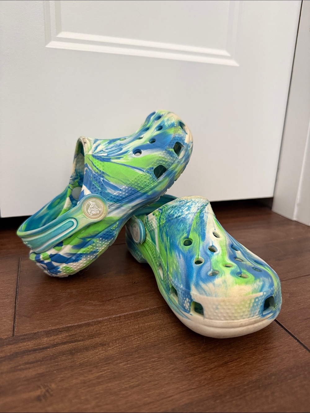 CROCS Kids Blue & Green Swirl Glow In The Dark Crocs
